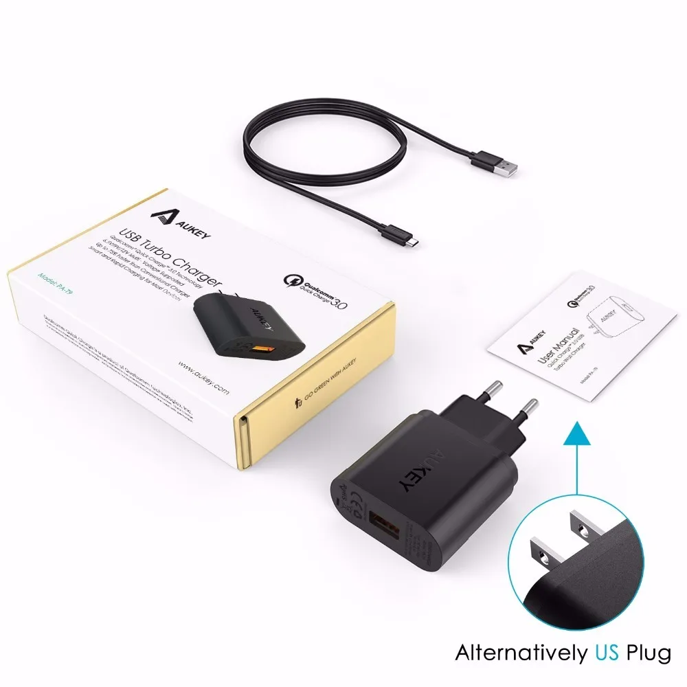 AUKEY Быстрая зарядка QC 3 0 USB зарядное устройство для телефона быстрое зарядки от