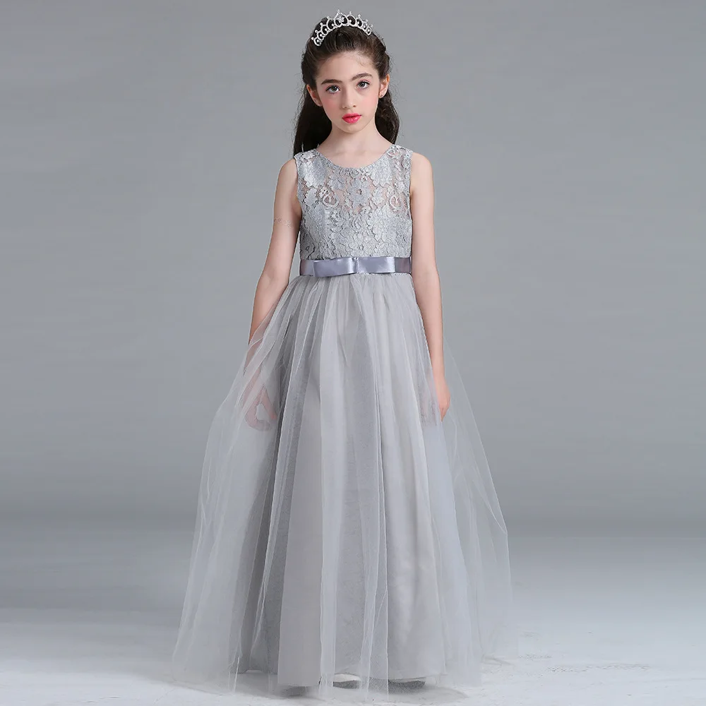 Трапециевидной формы без рукавов кружевные платья с цветочным рисунком для девочек В стиле принцессы платье для первого причастия