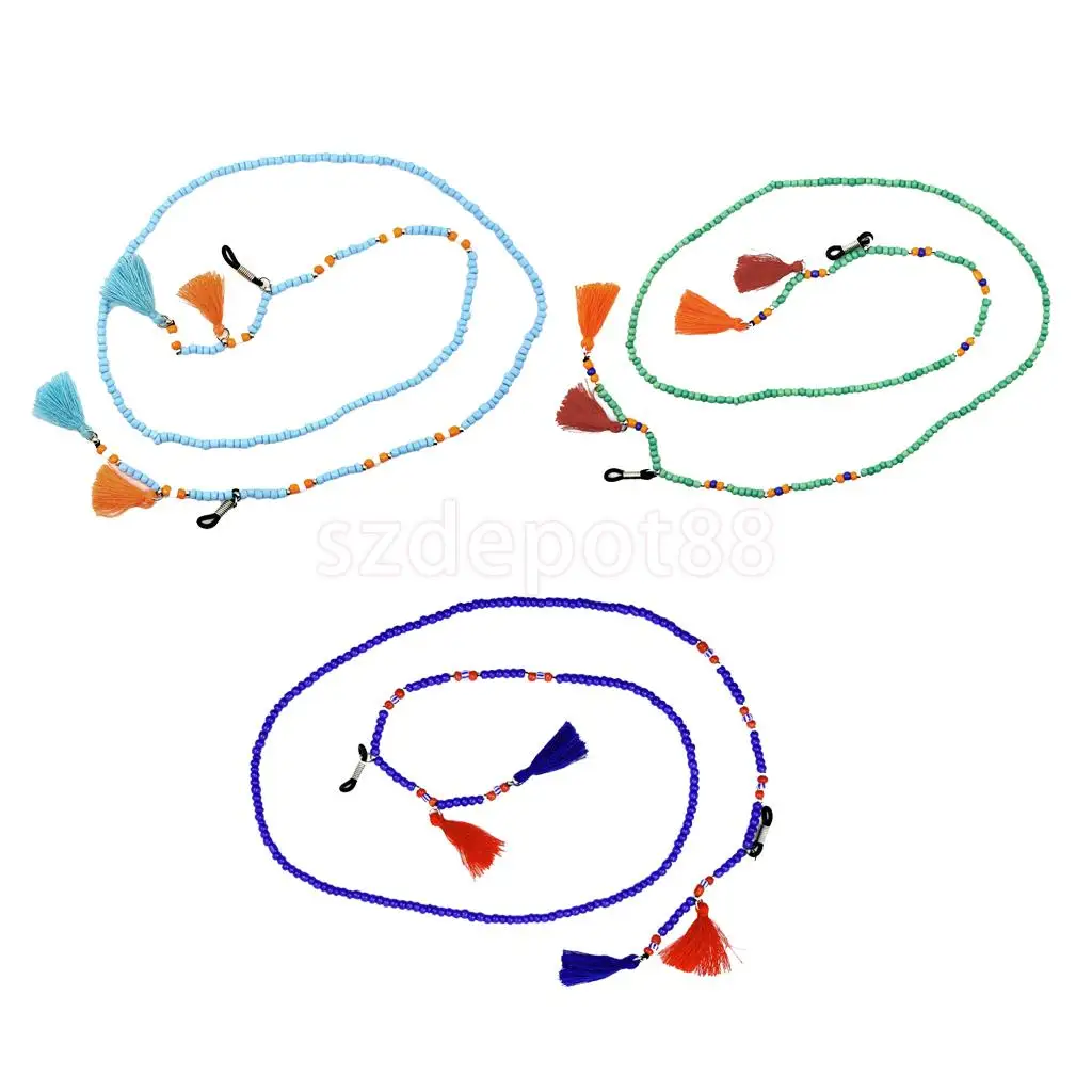 Солнцезащитные очки шнур на шею ремешок очки стеклянная бусина шнур держатель цепочка винтажное этническое ожерелье