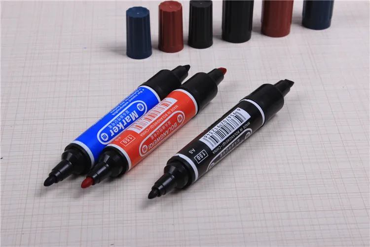 Двойной маркер двойной функцией записи маркером / маркер оптово-водонепроницаемый ручка-( цвета: красный / синий / черный) канцелярия ручки
