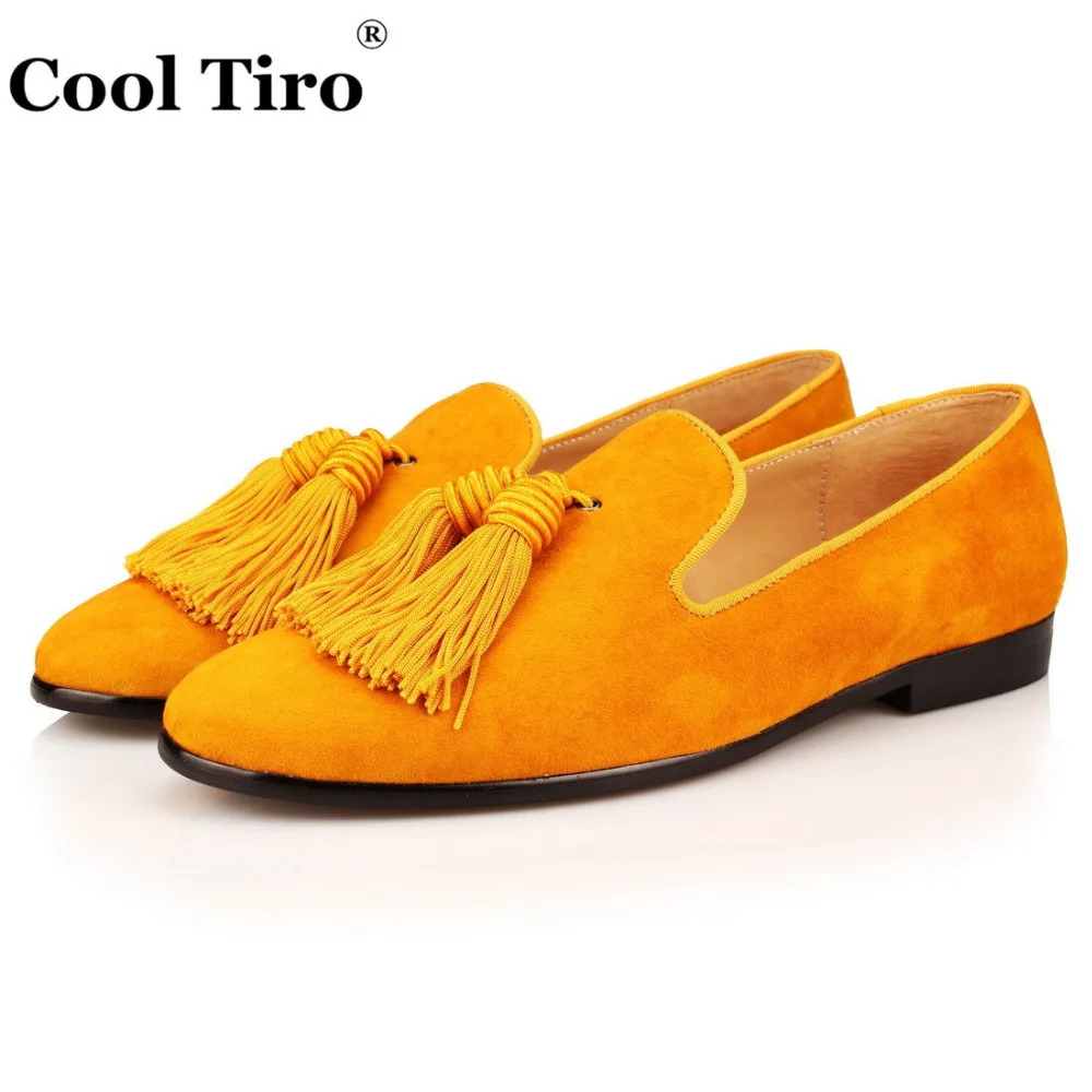 Tassel Men Loafers Gold Suede (1)