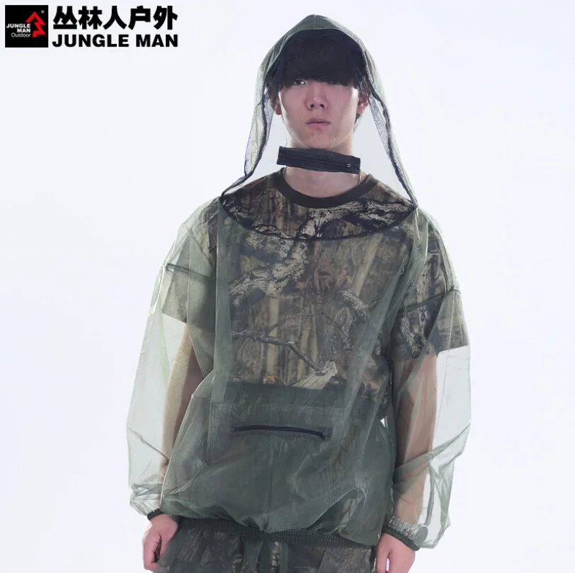 Jungle Men Net Clothing Mosquitoes Suit Thin Hooded Outdoor Jacket Wild