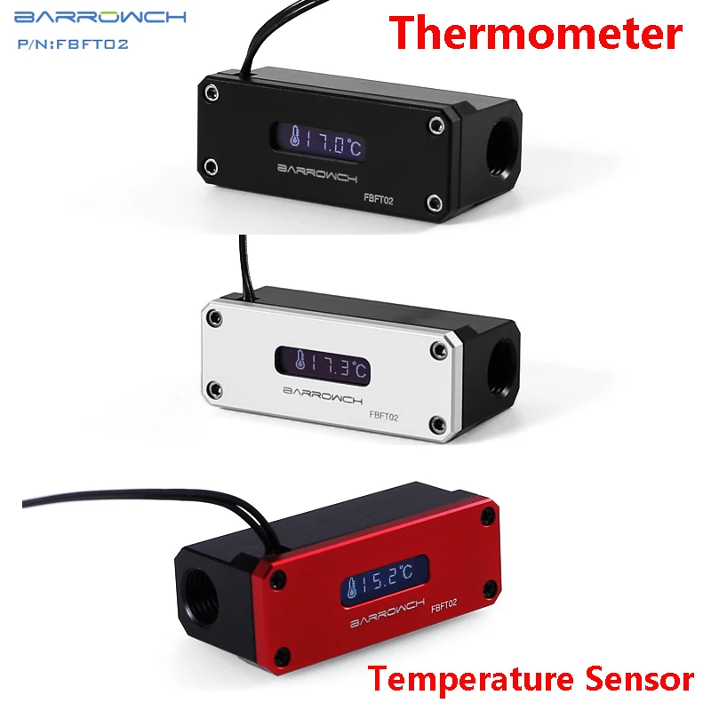 

BARROW OLED Digital Display Water Temperature Meter Water Cooler System Double G1/4'' Thermometer Temperature Sensor Fitting