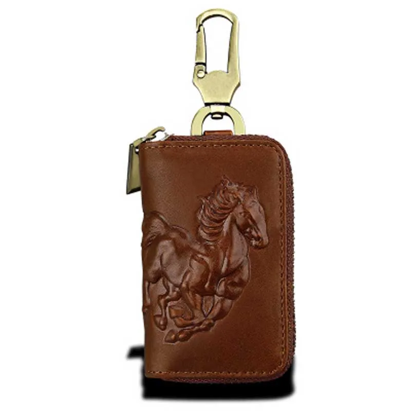 

YISHEN Retro Genuine Leather Key Wallet Male Keychain Cover Zipper Key Case Bag Men Key Holder Housekeeper Key Organizer MLT9076