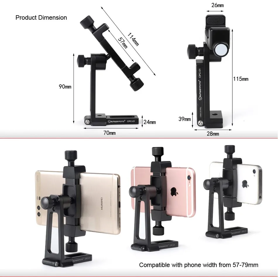 SUNWAYFOTO CPC-01 Аксессуары для мобильных телефонов профессиональный стол и подставка Профессиональный штатив шаровая Головка держатель для телефона кронштейн