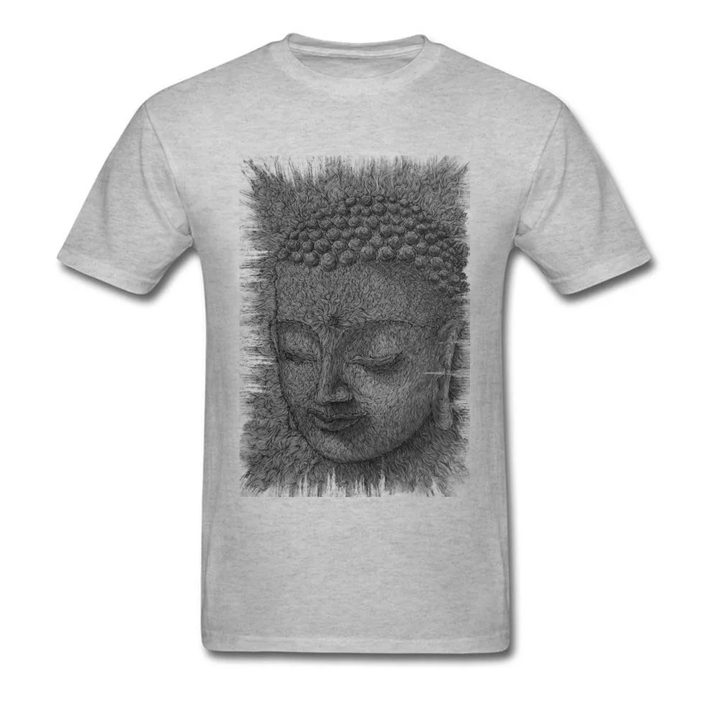 Buddha 100% Cotton Men's Short Sleeve Tops Shirts Funny Summer/Autumn Top T-shirts Group Top T-shirts Newest O-Neck Buddha grey