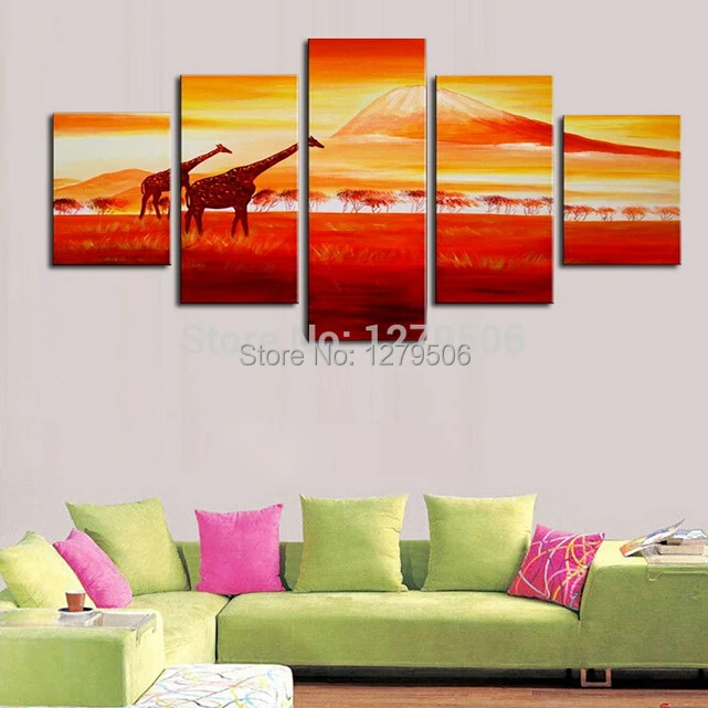 

Handmade Paintings On Canvas Wall Art Abstract Picture Volcano Prairie Home Decoration For Living Room