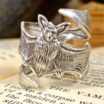 

Wholesale Vintage Adjustable Bat Ring High Quality Brand Designer Vampire Ring Goth Jewelry