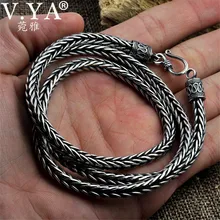 V. YA 925 пробы Серебряное ожерелье в форме змеи s для мужчин в стиле панк тайское серебряное длинное ожерелье на цепочке 55 см 60 см