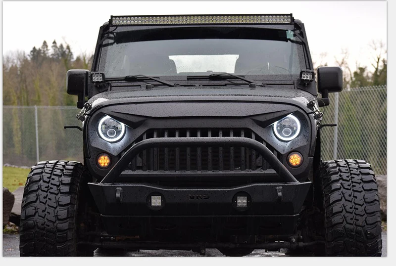 Faróis com Amarelo Olho para Jeep Polegada Farol h4 Drl Redondo Headlights & Branco Anjo Wrangler Lada Niva 4x4 50 w 30 co Luz 7 Led 15 drl redondo 7 headlights headlights faróis com