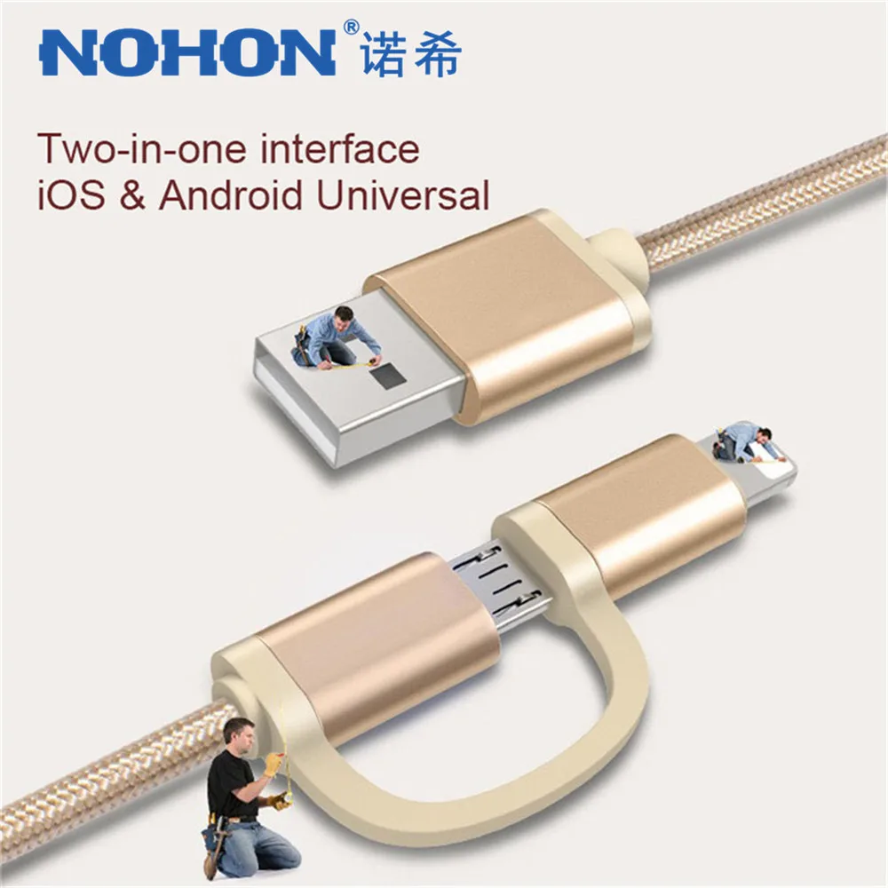 NOHON 2 в 1 Micro USB кабель для зарядки 8 Pin для iphone 8 Plus X XS MAX XR быстрое зарядное устройство кабели для Samsung Xiaomi huawei