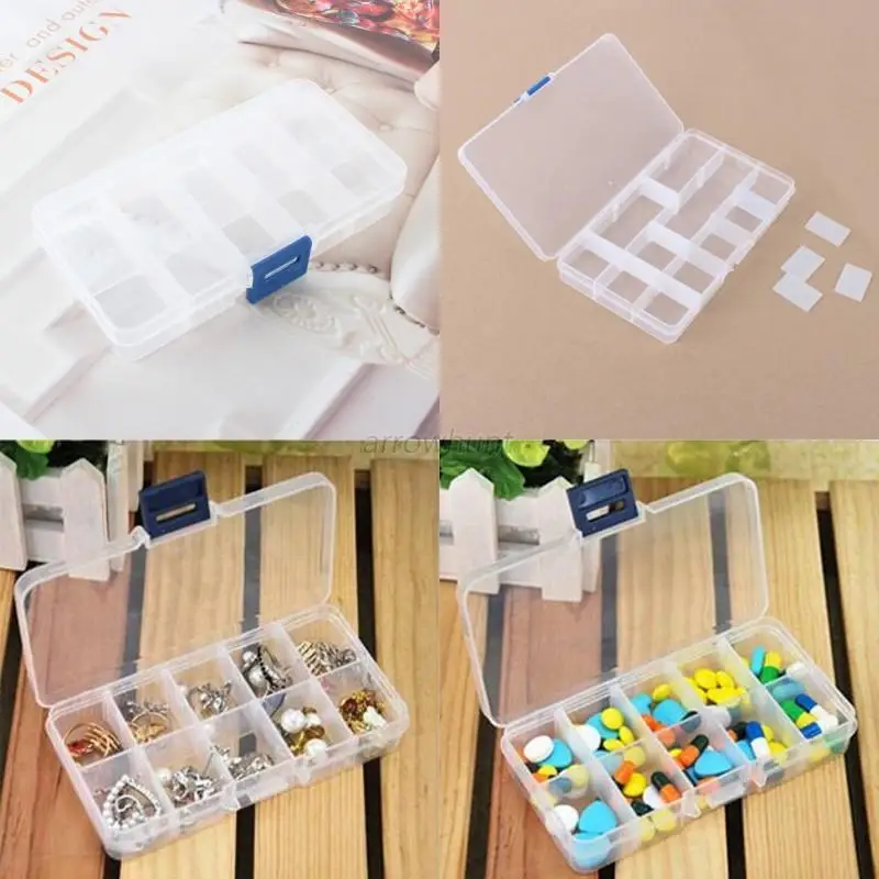 15/10 White Gird Multi purpose Storage Box Adjustable Plastic Jewelry