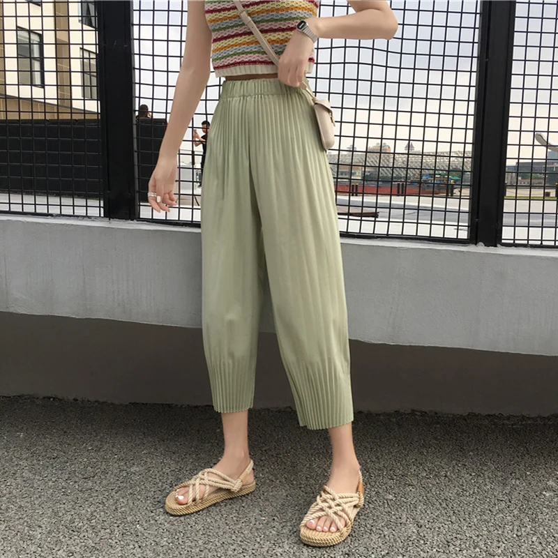 

2 Colors Mihoshop Ulzzang Korean Korea Women Fashion Clothing High Waist Wide Leg Casual Straight Pants