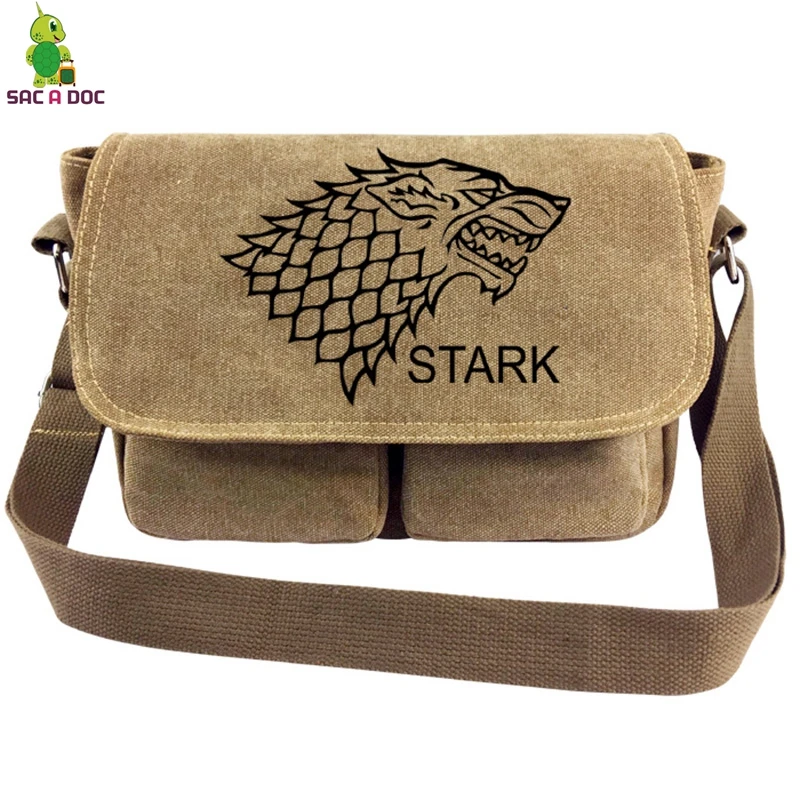 

Game of Thrones Messenger Bag Boys Girls School Bags House Stark Winter Is Coming Canvas Shoulder Bag Vintage Travel Handbag
