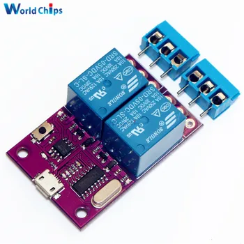 

2 Channel 5V Delay Relay Module CH340 CH340G Micro USB to TTL Intelligent Control Switch Board Programmable For Arduino Computer