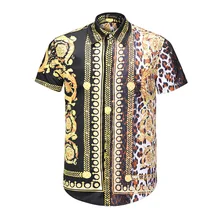 Мужская модная роскошная дизайнерская рубашка с коротким рукавом и принтом