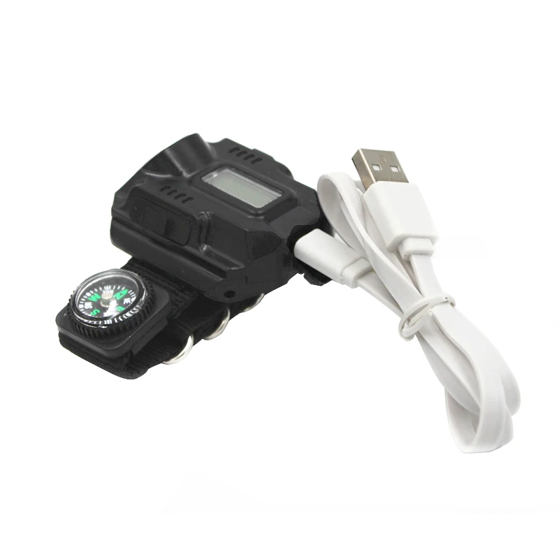 Hand wear characteristics Strong light led flashlight with compass and time features (3)