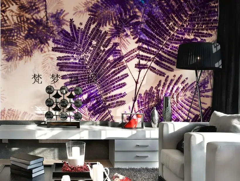 

Custom 3d mural wallpaper purple jungle wallpaper bedroom sofa TV background wall painting living room wallpaper mural