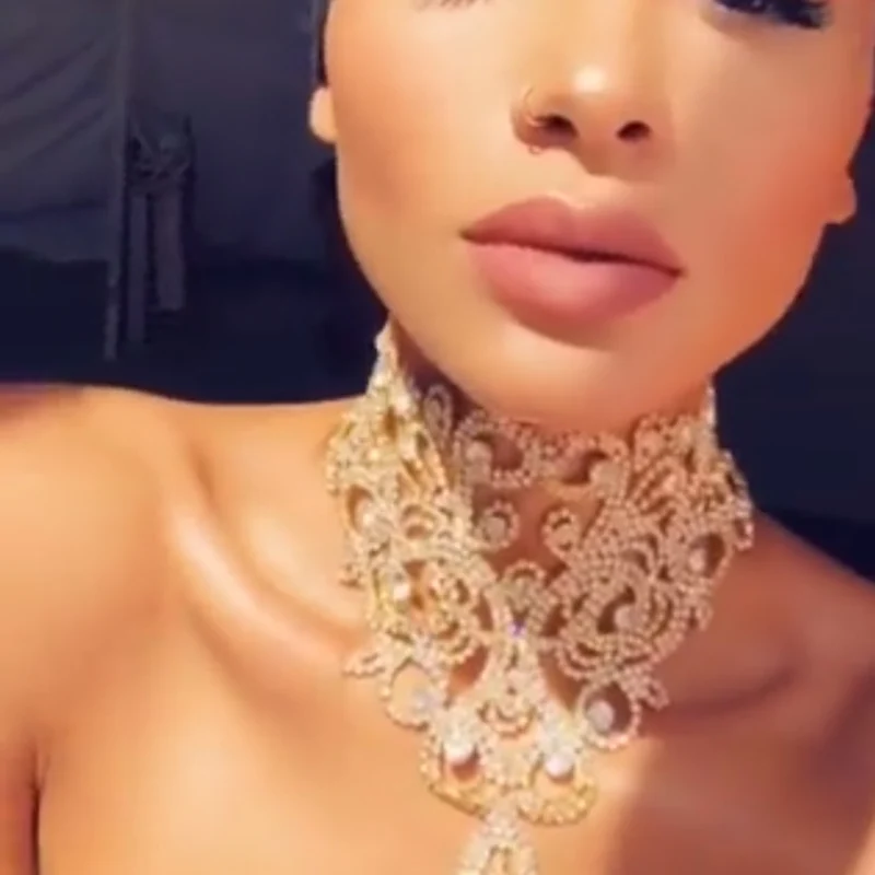Skup StoneFans Wedding Choker komunikat naszyjnik Ins moda Rhinestone nowy Bib Collares kryształowy naszyjnik dla kobiet 2018 biżuteria