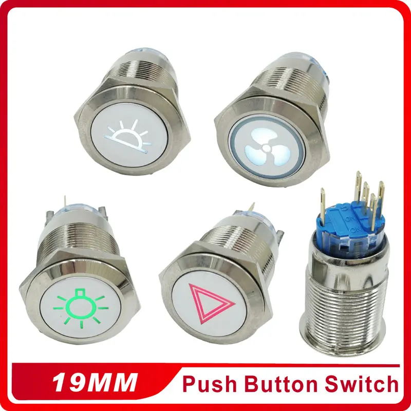 

19mm Momentary Custom Logo Stainless Steel Metal Doorbell Push Button Switch Car Auto Engine PC Power Start Starter