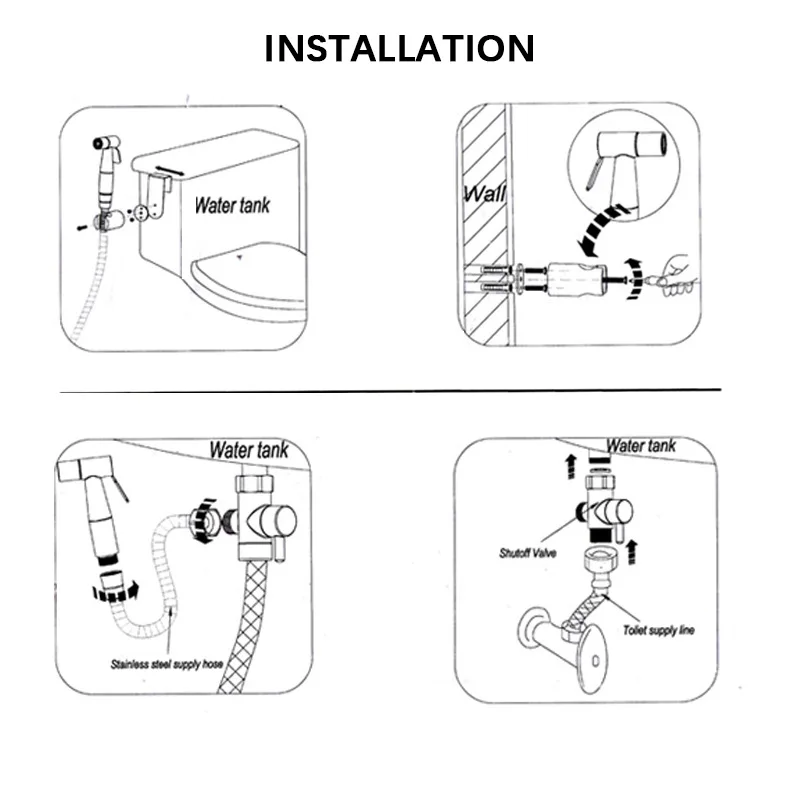 Wasourlf Туалет Биде ручной опрыскиватель пистолет Нержавеющая сталь 1,5 м шланг для душа и держатель и латуновый клапан Ванная комната