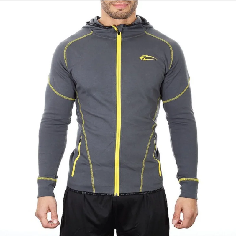 

Running Jacket Men Sport Long Sleeved Hooded Sweatshirt Male Gym Fitness Workout Tracksuit Top Joggers Men Jacket Sportswear