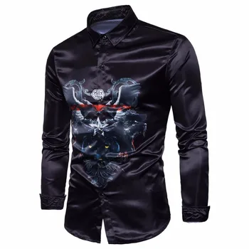

Mens Long Sleeved Shirts Fashion Mens Europe Wild Leopard Digital Printing Shirts For Male Nice S-2XL