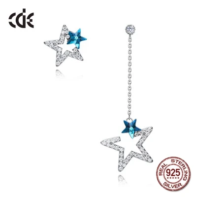 

100% S925 Sterling Silver Fashion Jewelry Stars Crystals from Swarovski Earrings for Women Gift