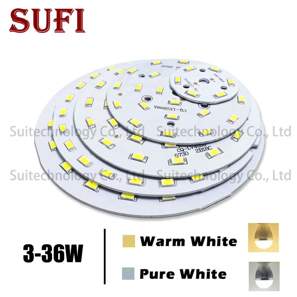 10 шт. 3 Вт 5 7 9 12 15 18 21 30 36 5730 яркая SMD световая панель Светодиодная печатная плата для