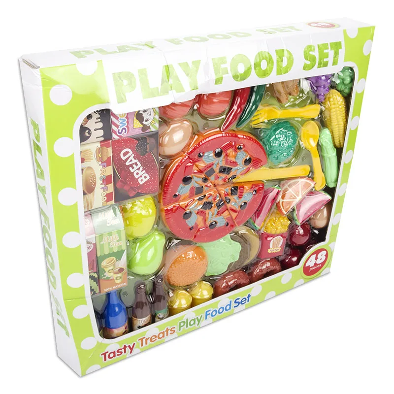 48pcs Kitchen Fun Plastic Food Toy Simulation Cutting Pizza Fruit 48pcs Kitchen Fun Plastic Food Toy Simulation Cutting Pizza Fruit Pretend Toys Diversity Sets For Kids In From Hobbies On