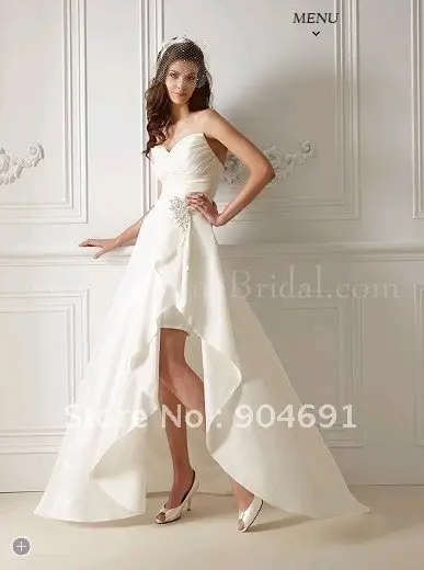 Online Shop Asymmetrical Bridal Dress White Taffeta Strapless