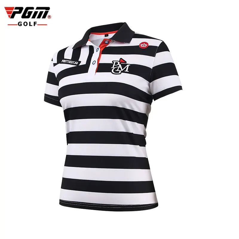 

2018 Pgm Women Golf Polo T Shirt Striped Sportswear Tops Breathable Ultra-Thin Golf Shirts Outdoor Comfortable Apparel D0353
