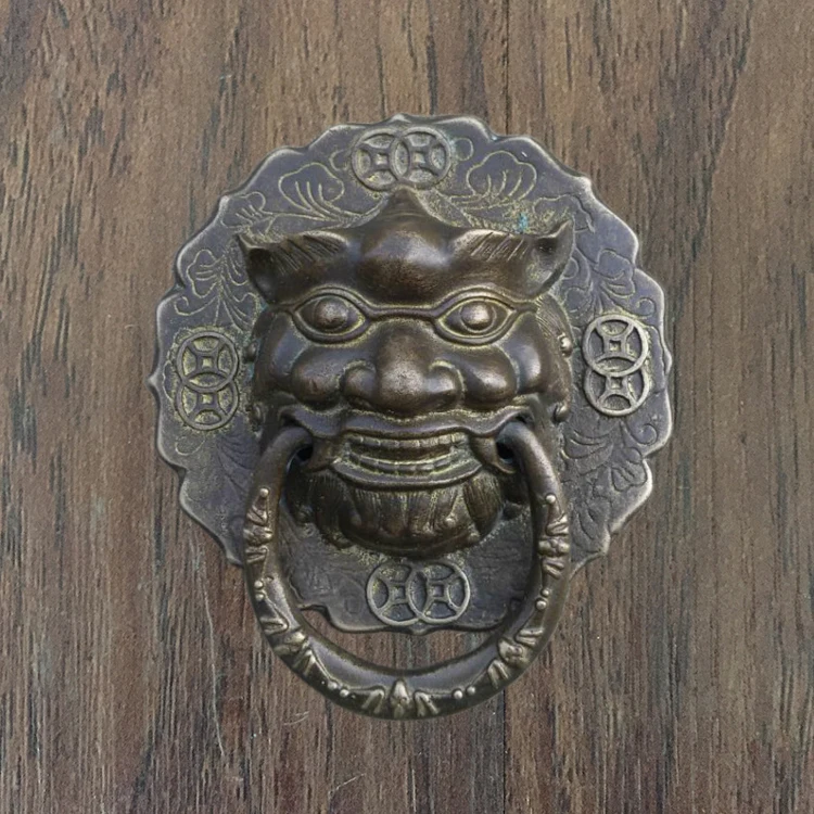 us 108 88 shin cin antika kapi kapi kolu retro ahsap kapi kolu bakir aslan beast kafa tokmagi bakir kolu door handle wooden door handlechinese