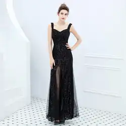 Русалка Выпускные платья 2019 сексуальные черные Блестками Блестящие Vestidos de Gala Новое поступление v-образным вырезом без рукавов элегантное