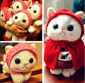 

Candice guo! supet Q plush toy big eyes scarf cloak kitten choo choo cat stuffed doll children girls Christmas birthday gift 1pc