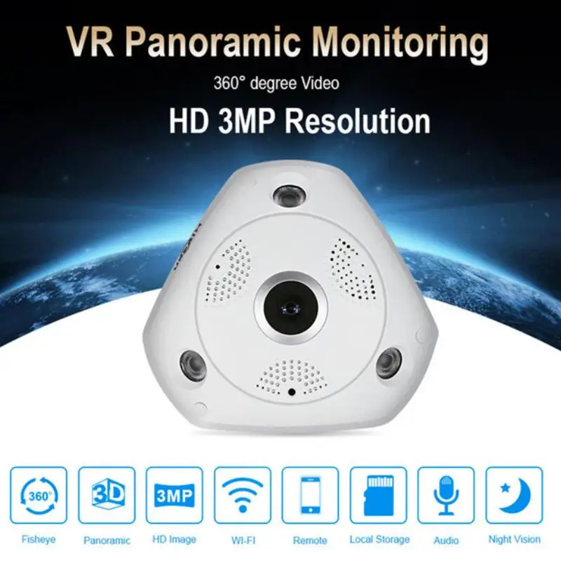 

360 Degree Wireless Panoramic Camera MINI 960P Network Wi-fi Fisheye Security IP Camera WIFI 1.3MP Video Built-in MIC