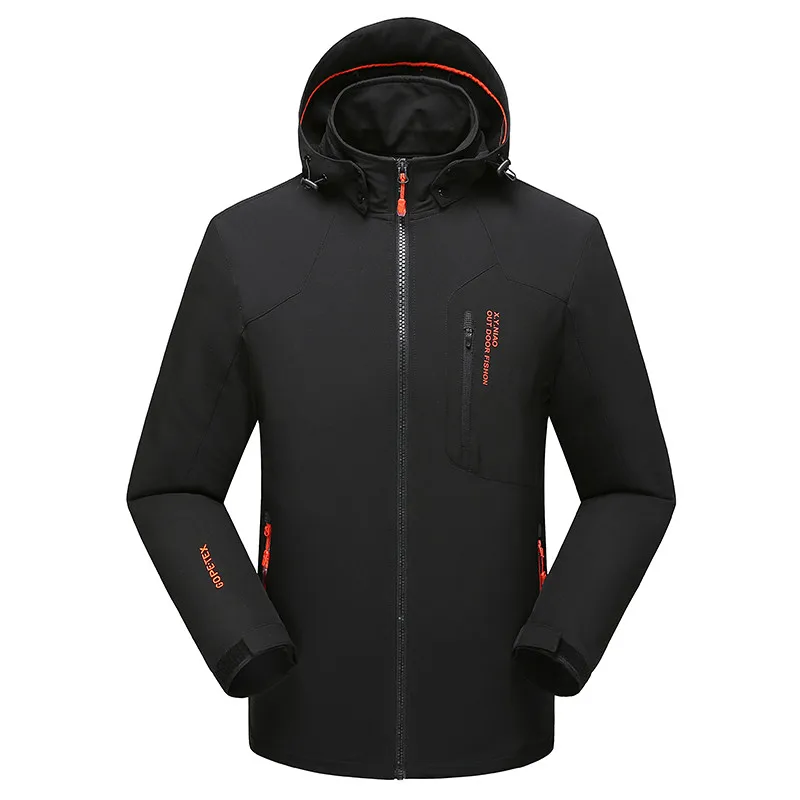YIHUAHOO размера плюс 6XL 7XL 8XL куртка мужская повседневная с капюшоном весна осень Мужская водонепроницаемая мягкая оболочка пальто ветровки XYN-8816 - Цвет: Черный