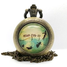 Новая мода Питер Пэн никогда не взрослеть кварцевые карманные часы аналоговый кулон ожерелье женские карманные часы Подарочная коробка Reloj Montre