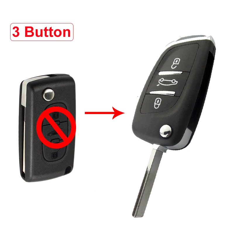 OkeyTech 2/3 кнопочный модифицированный откидной ключ чехол для Peugeot 306 407 408 607 Citroen C4 C2