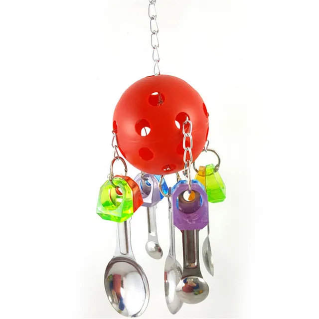 Parrot Bird Toys Plastic Ball Acrylic Metal Biting Toy Strings Pet