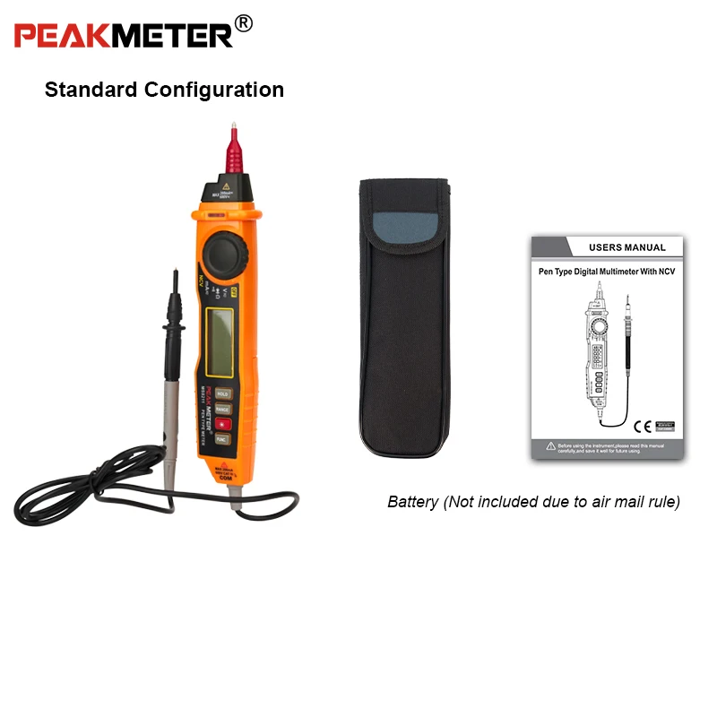 Цифровой мультиметр NCV Peakmeter PM8211 2000 отсчетов ЖК дисплей постоянный ток/переменный