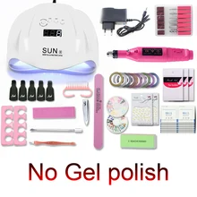 Набор для ногтей 54/48/36 Вт Светодиодная УФ-лампа для ногтей без ногтей Гель-лак для ногтей маникюр набор с 20000 ОБ/мин электрическая машинка для маникюра, инструменты для ногтей комплект