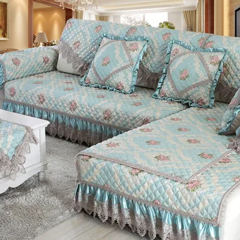 

European Style Royal Deluxe Sofa Covers Lace Fabrics Living Room Combination Non - slip Princess Sofa Sets sofa cushion