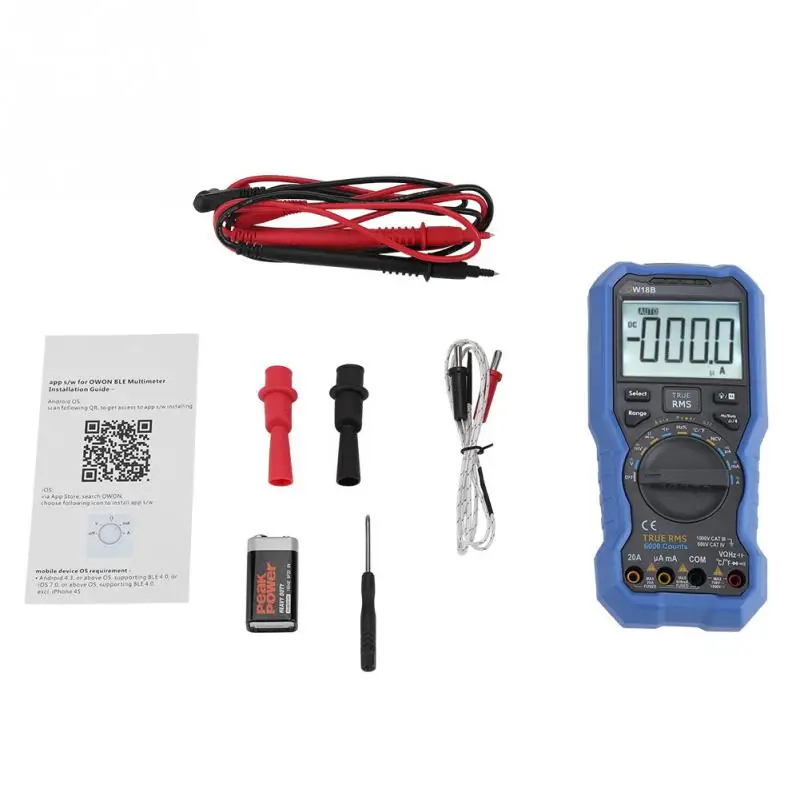 

OWON OW18B Bluetooth Digital Multimeter Data Logger Thermometer Kit