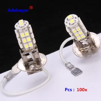 

100 pcs H3 Car 1210 3528 SMD 26 LED White Head light Bulb Head Light 12V 3W fog lamp free shipping
