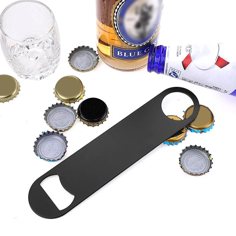 Unique Stainless Steel Large Flat Speed Bottle Cap Opener Remover Bar Blade Home Hotel Professional Beer Bottle Opener Kitchen