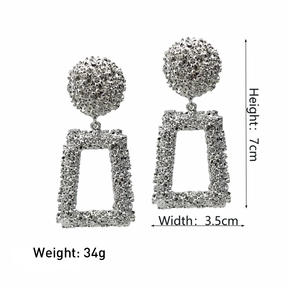 MANILAI Vintage Geometric Dangle Earrings Fashion Jewelry Women Rough Metal Drop Earring Big Alloy Statement Earings Punk 2018