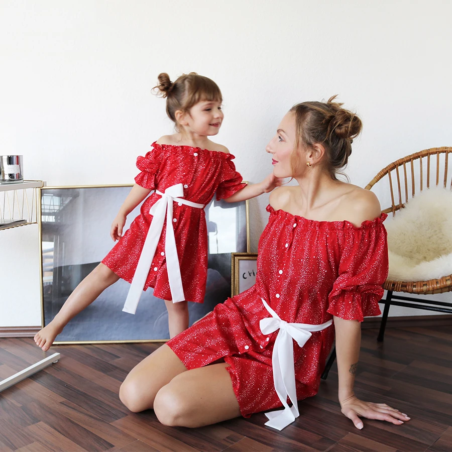 

off shoulder mother daughter dresses family look mommy and me dress fashion mom mum baby girls clothes family matching outfits