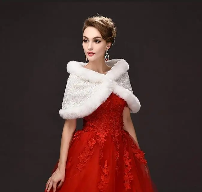 Люкс для Белого Кружева Куртка Coprispalle Pelliccia Мыса Де Mariée Искусственного Меха Shrug