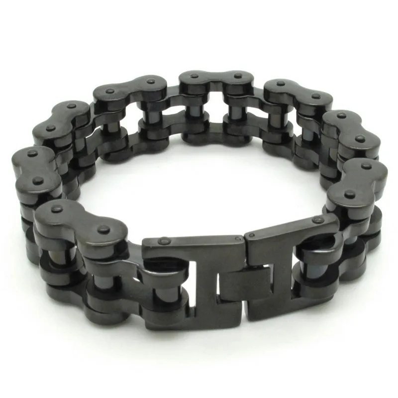 14 мм мужской черный Байкерский браслет цепочка для мужчин Винтажные Ювелирные изделия браслет 316L из нержавеющей стали подарок